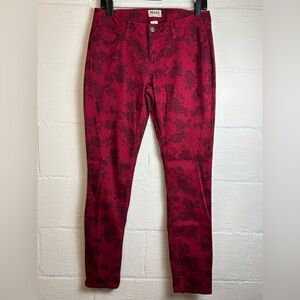 Mudd Vintage Y2K Rose Floral Grunge Red Casual Skinny Jeans Size 11 Juniors